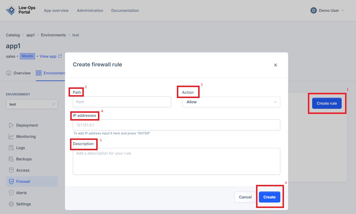 Create firewall rule