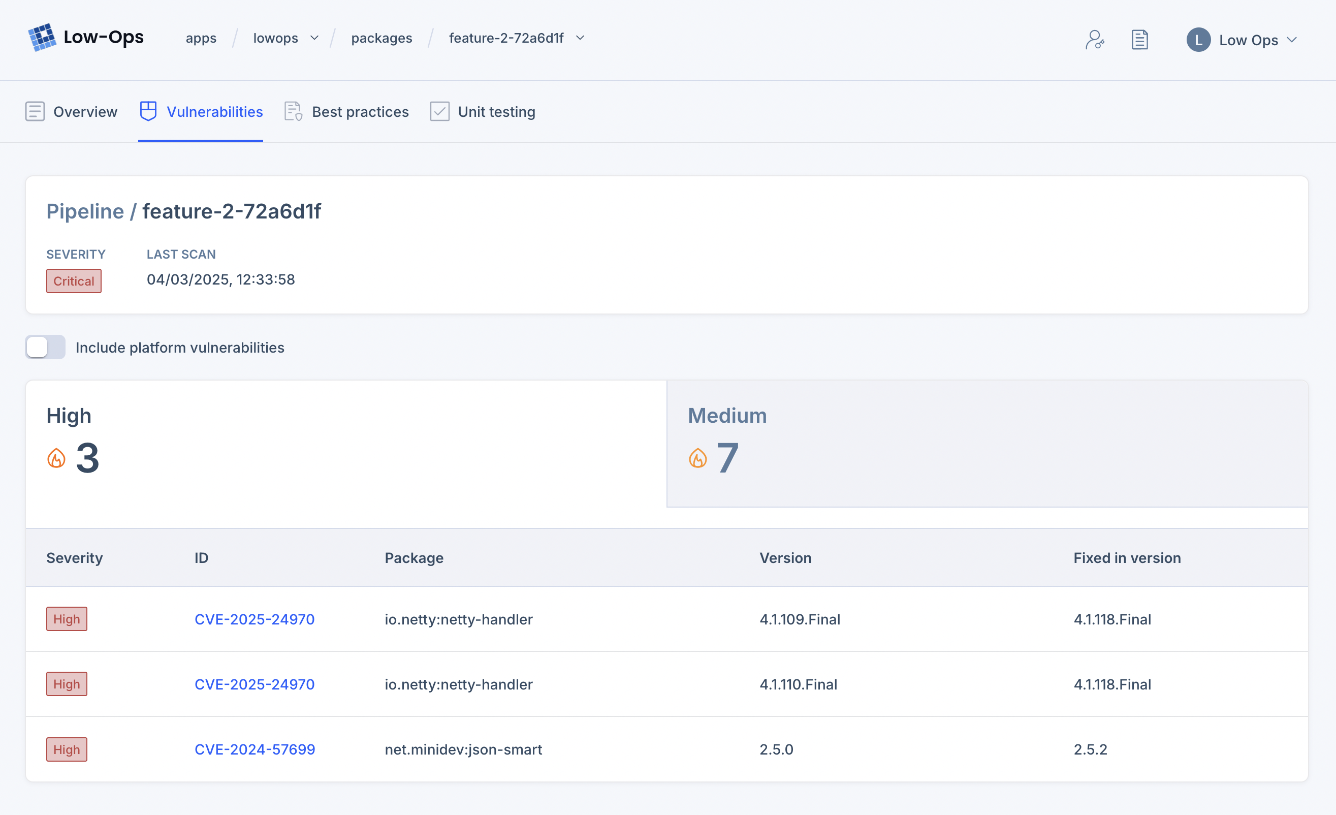 Package vulnerabilities