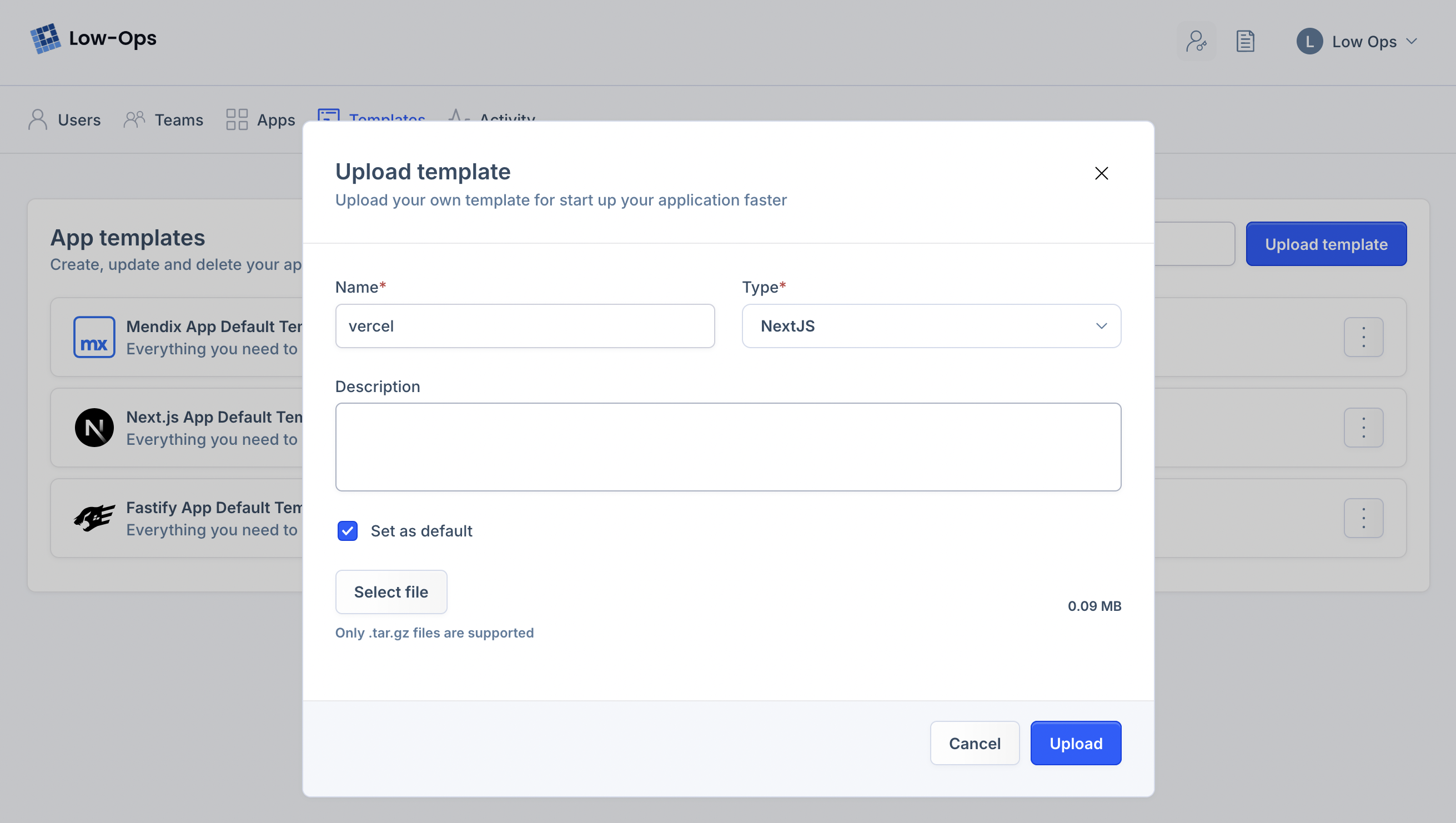 Upload Template